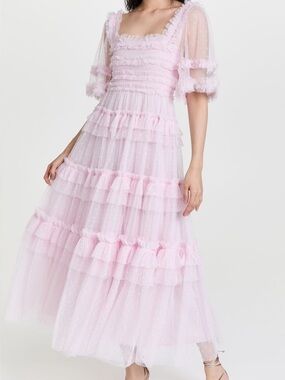 Needle & Thread Light Pink Tiered Tulle Maxi Dress
